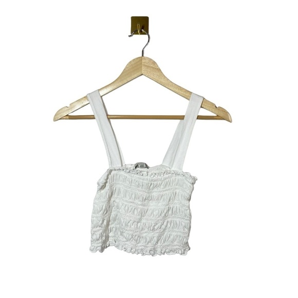 American Eagle Cropped Smocked Tank Top in White Size XS - Picture 6 of 10